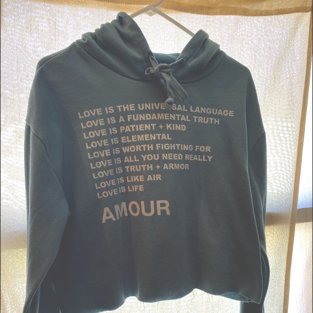 Light Blue Love Cropped Hoodie